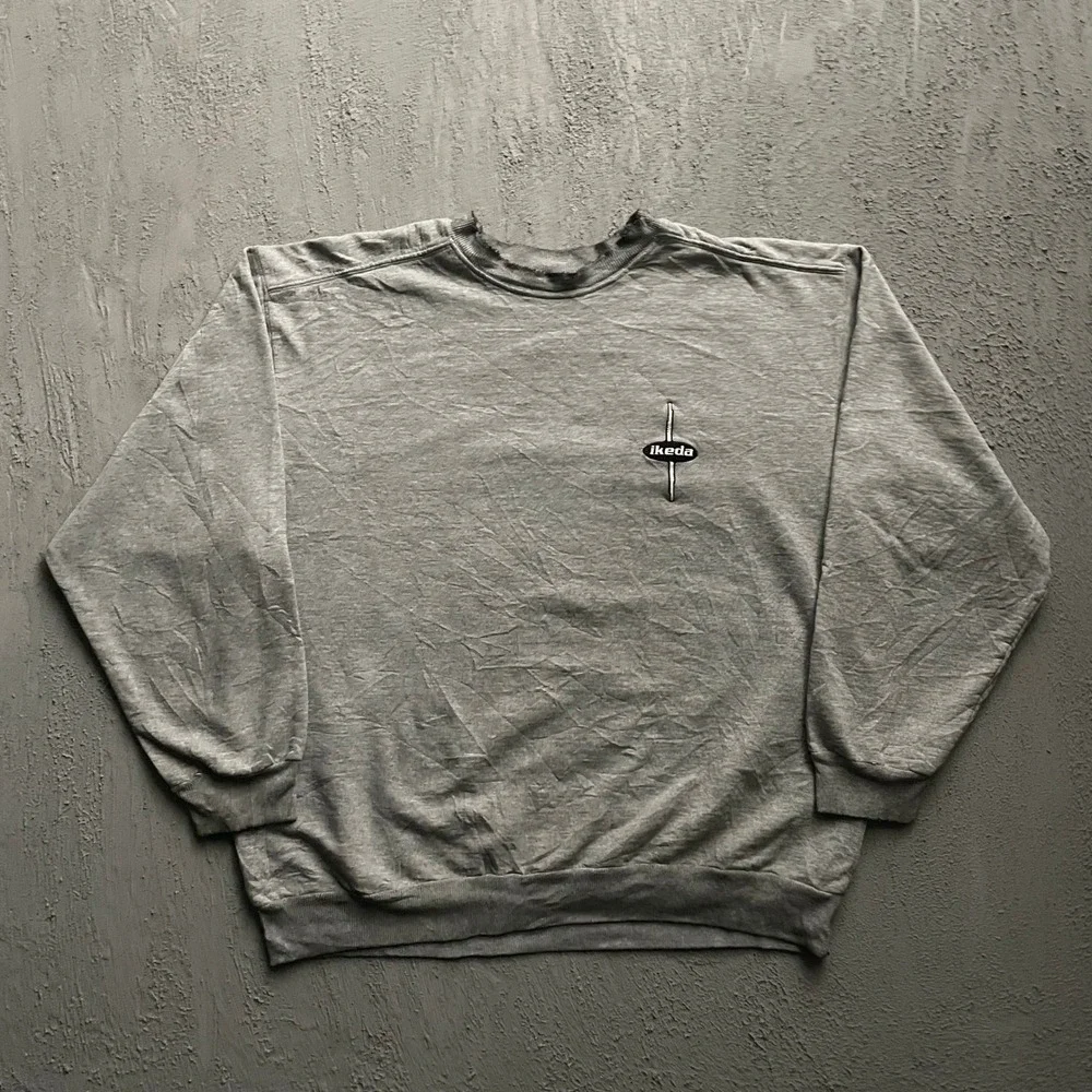Vintage Ikeda Sweatshirt Mens XL Grey 90s - Picture 1 of 7